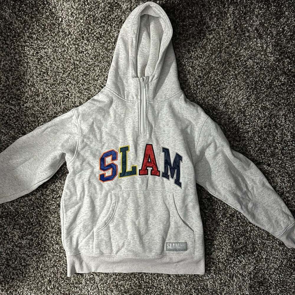 SLAM NYC Half-Zip Hoodie Grey Size L